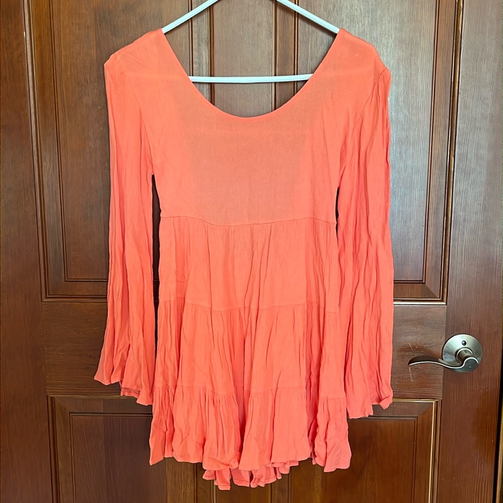 Coral Women’s Flowy Backless Linen Dress Top Cover Up